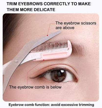 Stainless Steel Eyebrow Shaping Cut Scissors Comb Hair Remover